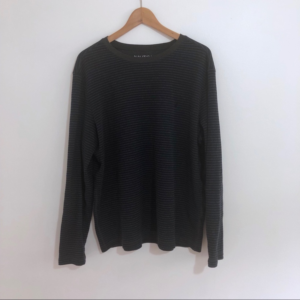 Black Striped Oversized Nautica Crewneck Pullover - Picture 2 of 2